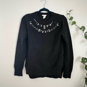 H&M Black Crewneck Sweater with Metallic Embellishments